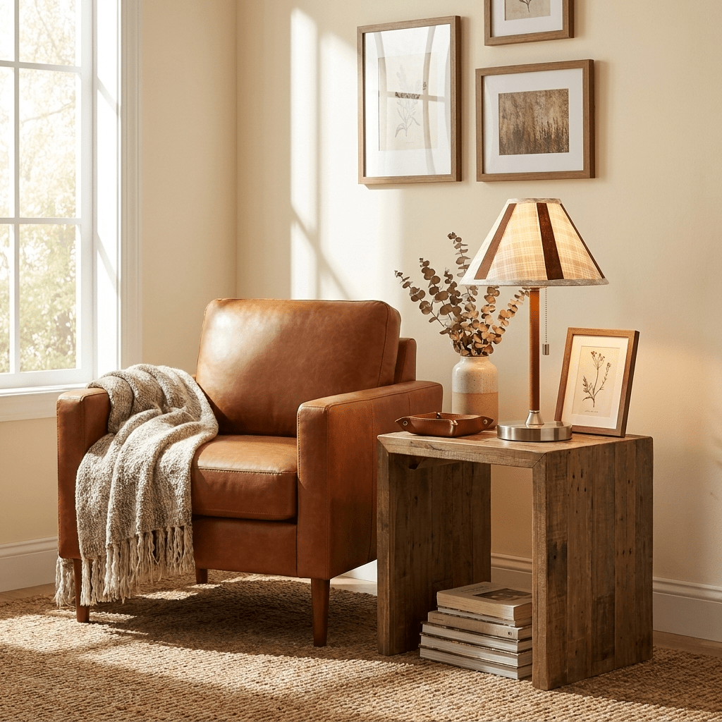 Briar Leather Trim Fabric Table Lamp