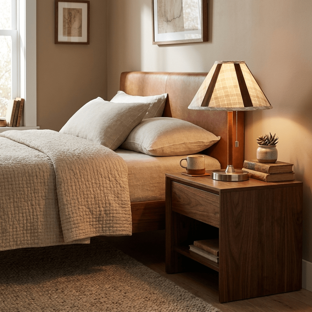 Briar Leather Trim Fabric Table Lamp