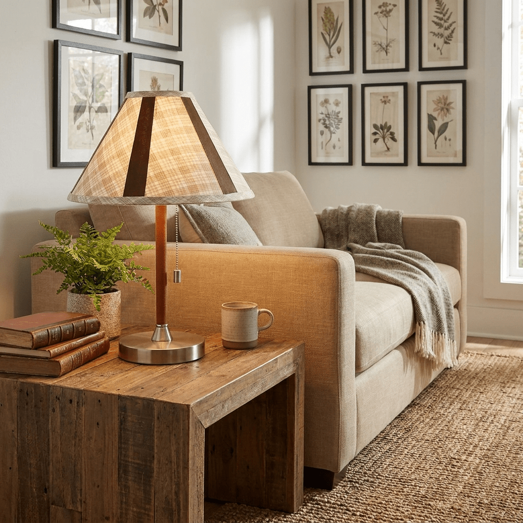 Briar Leather Trim Fabric Table Lamp