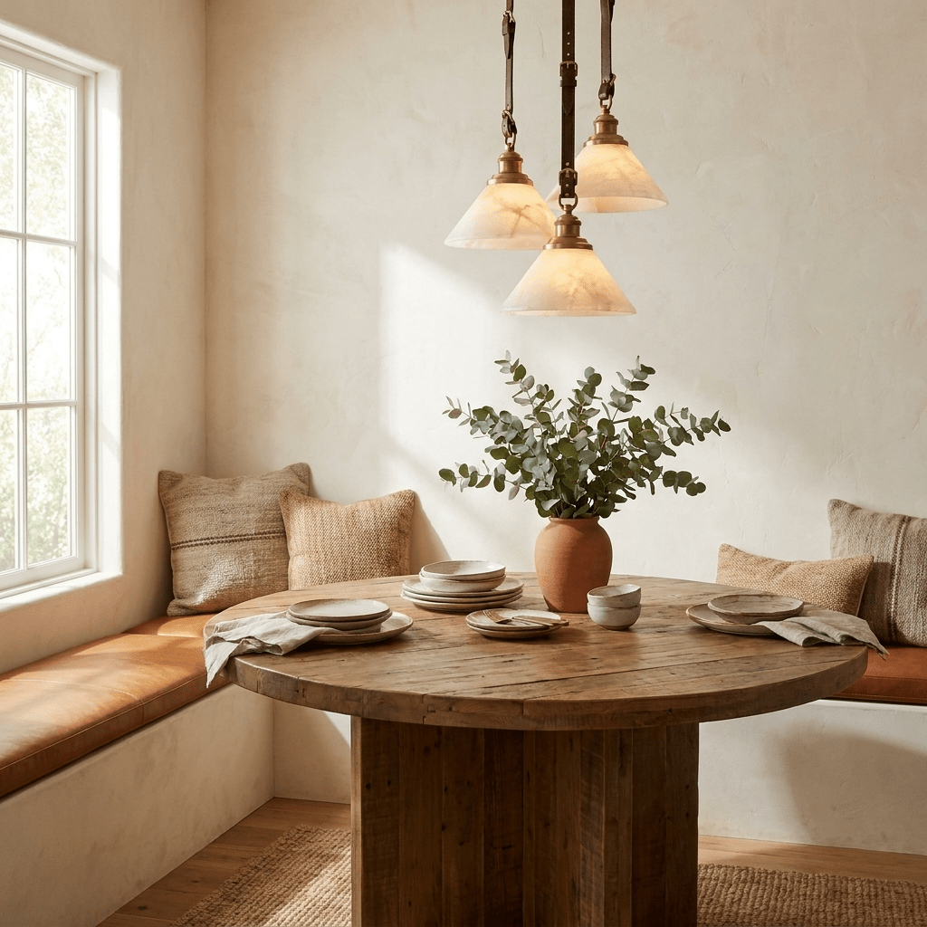 Camden Leather Strap Alabaster Pendant Lamp