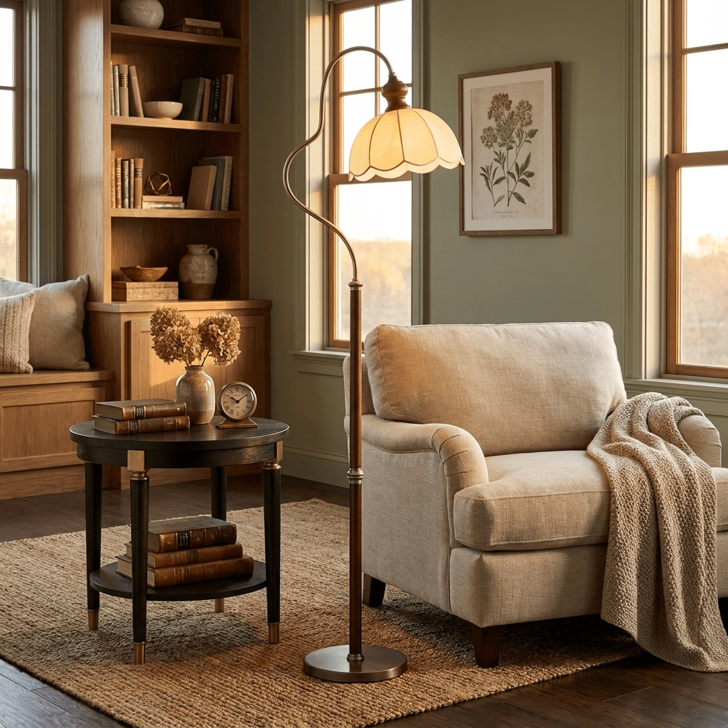 Camille Scalloped Fabric Floor Lamp