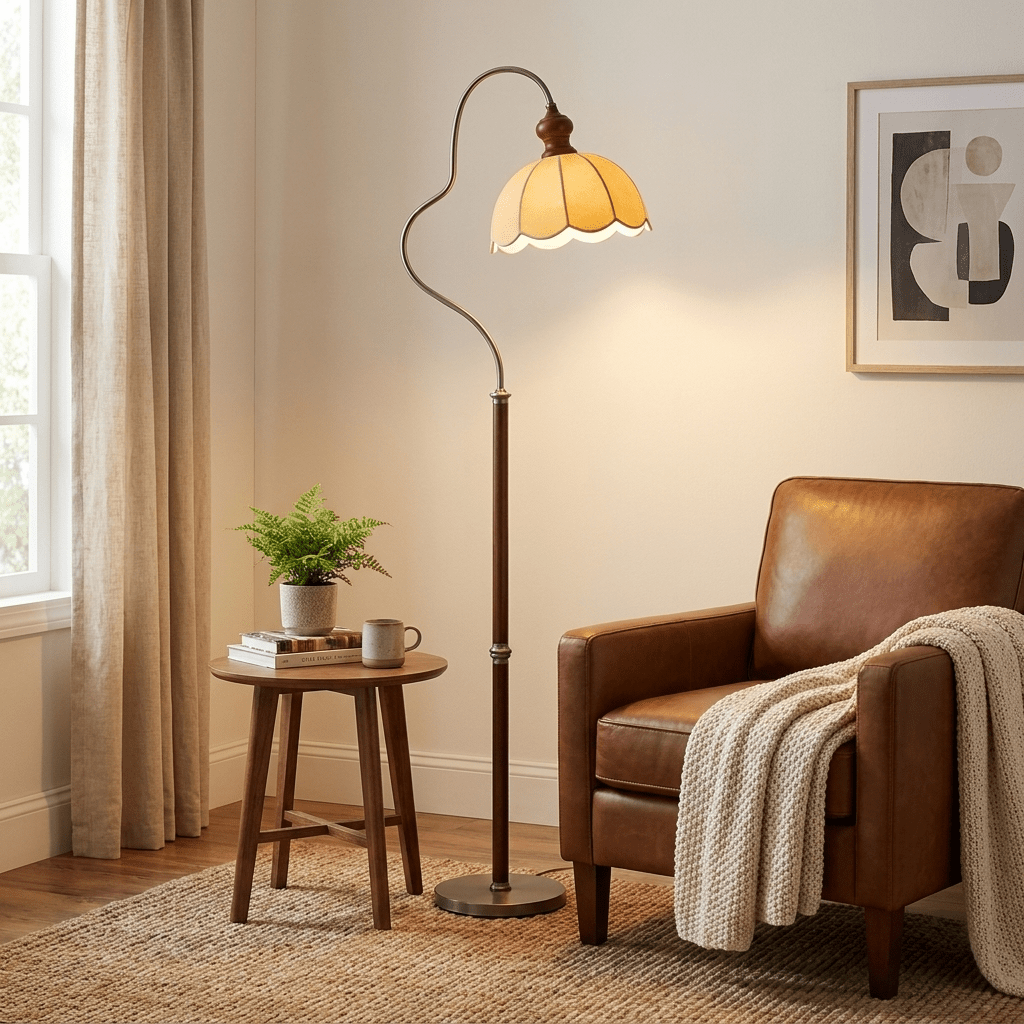 Camille Scalloped Fabric Floor Lamp