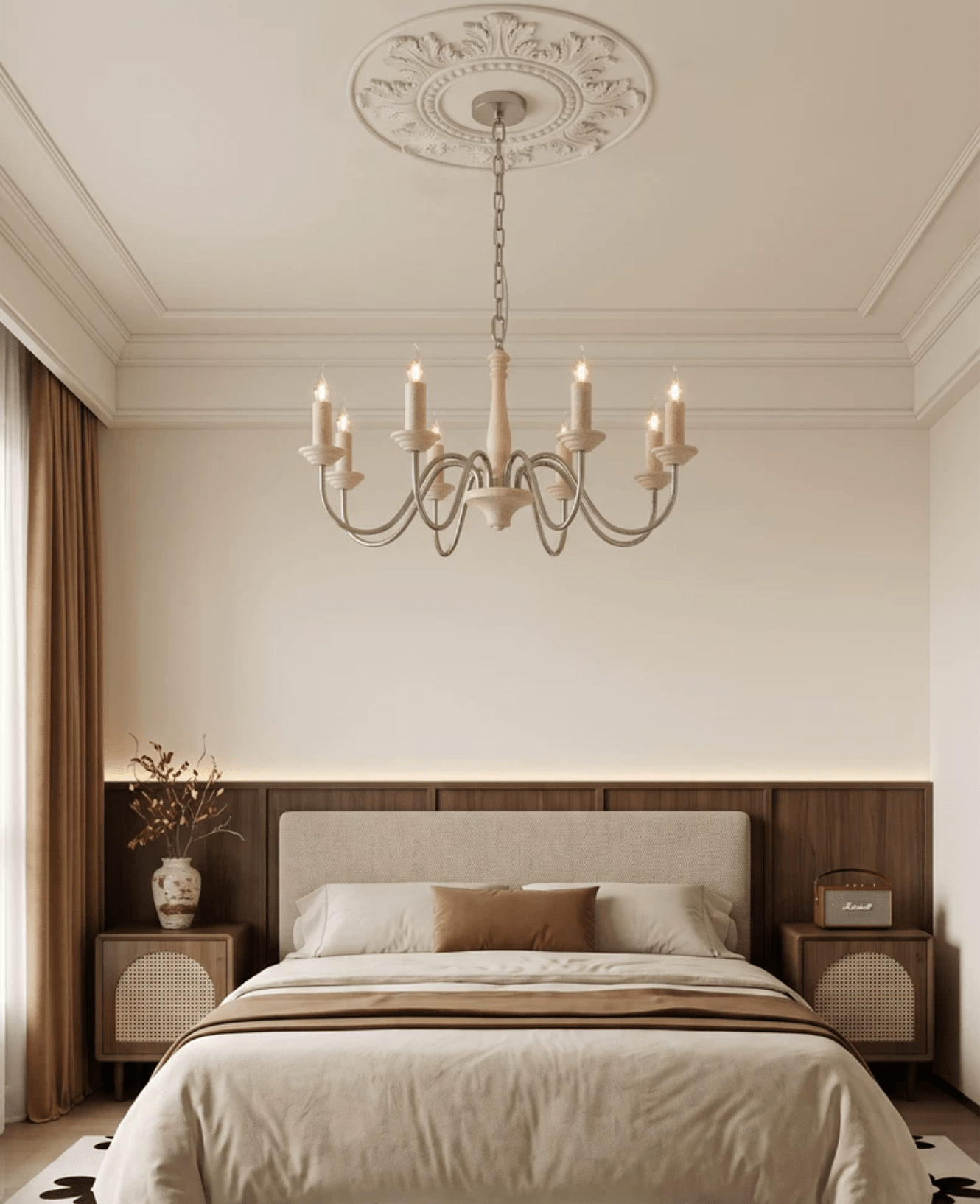 Veyra Travertine Candle Chandelier