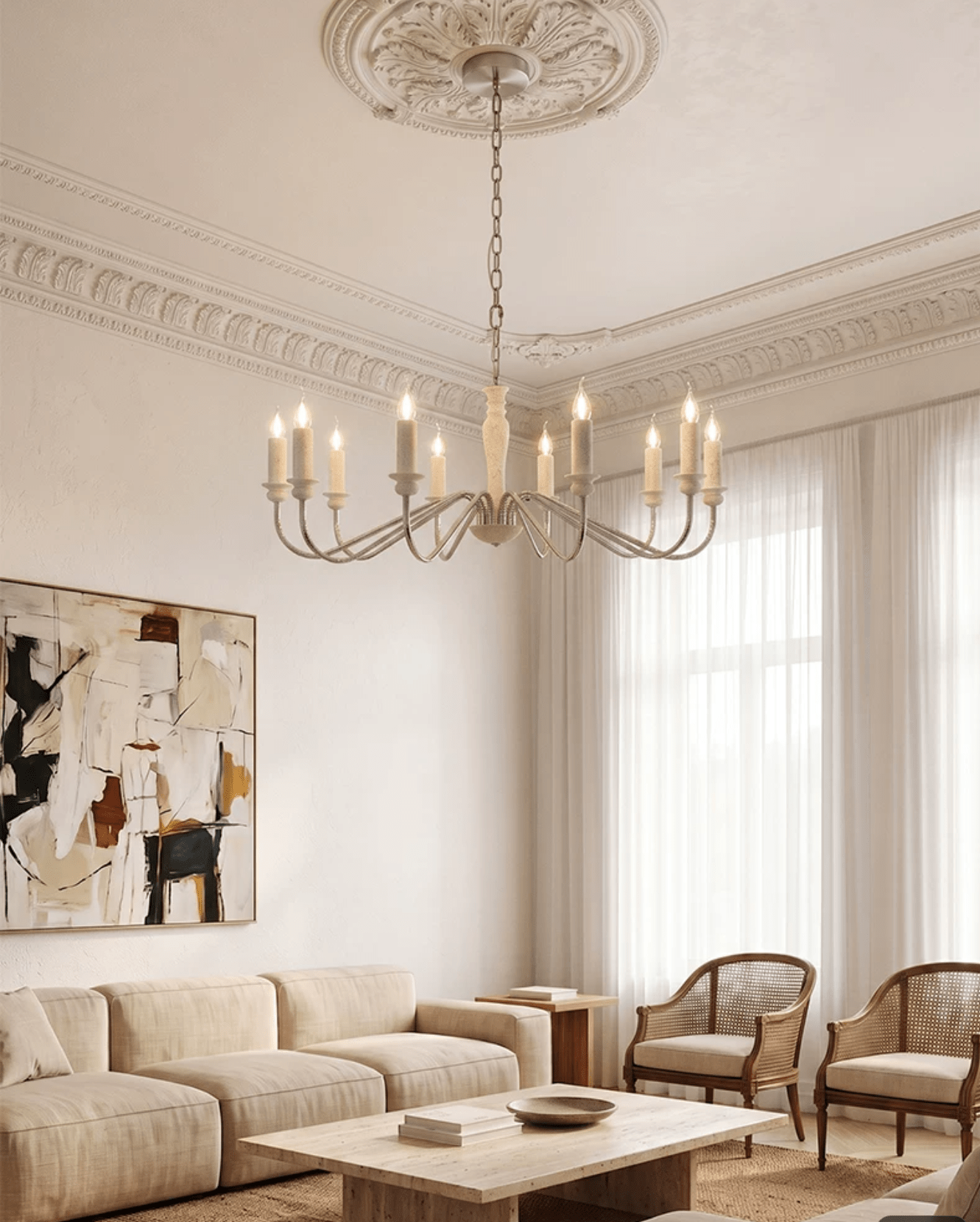 Claren Travertine Candle Chandelier