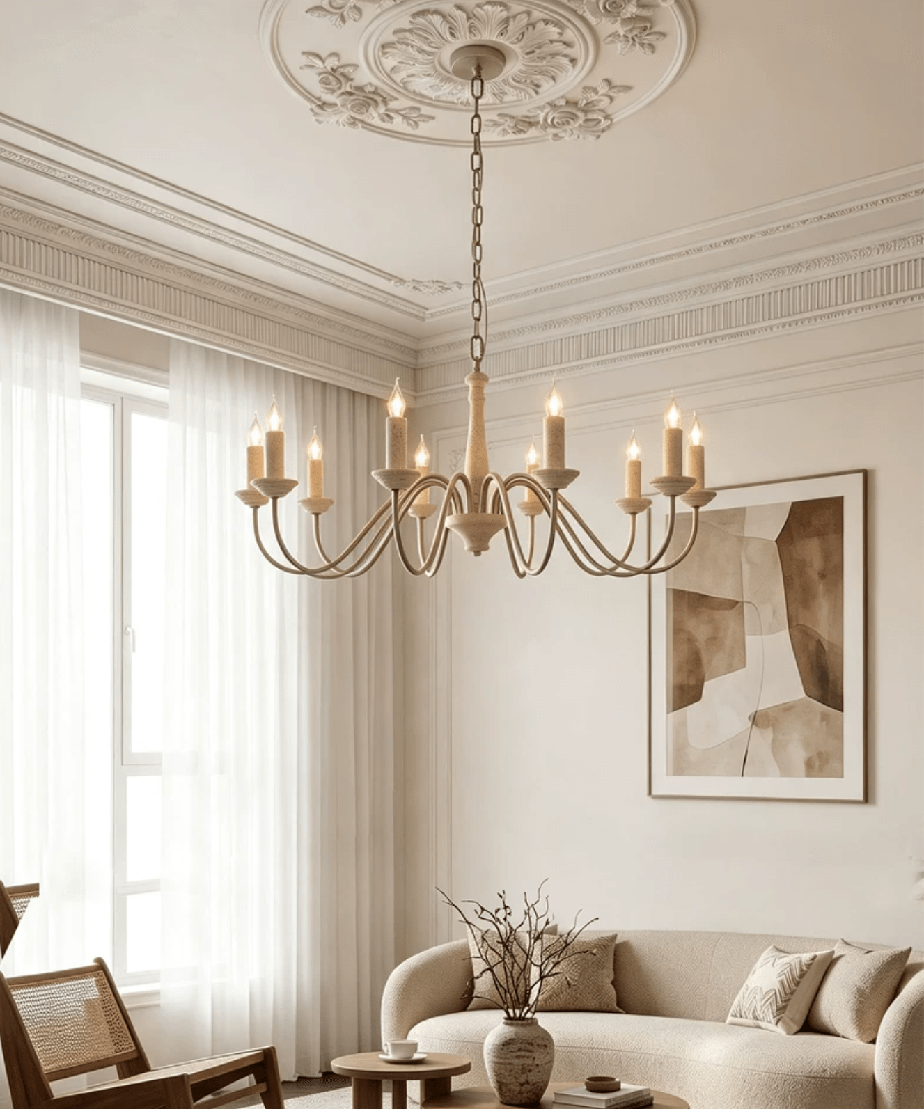 Veyra Travertine Candle Chandelier