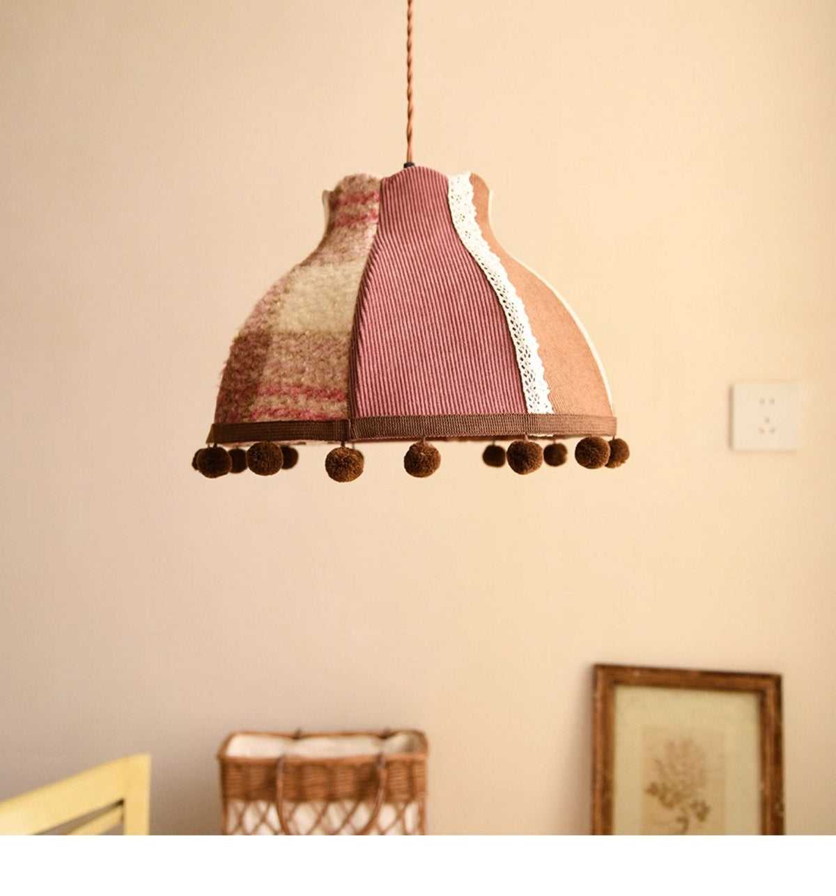 Clover Pom-Pom Trim Pendant Light
