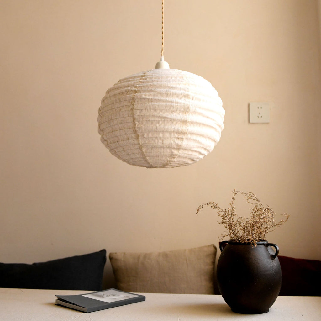 Cocoon Ribbed Sphere Pendant Light