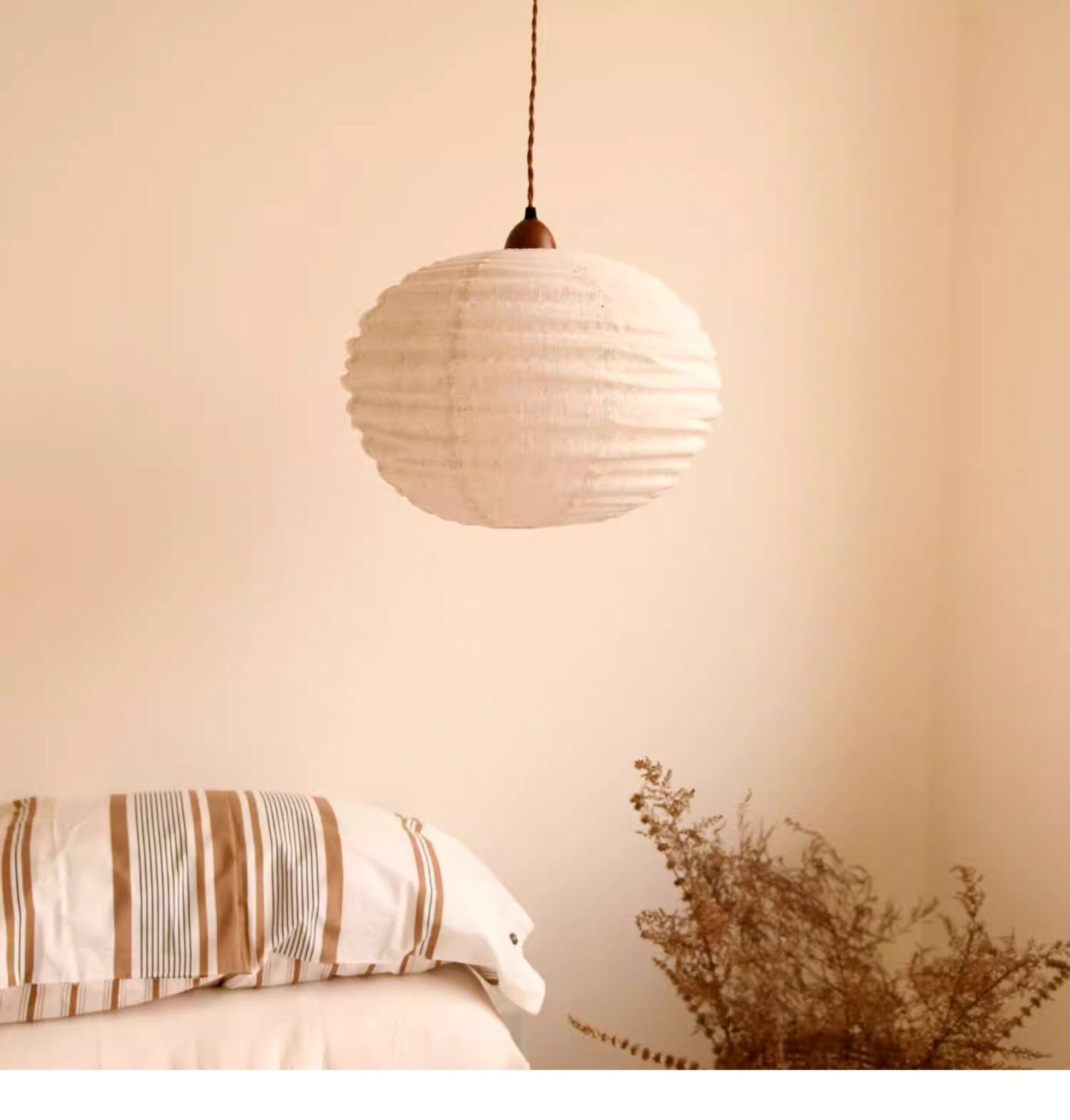 Cocoon Ribbed Sphere Pendant Light