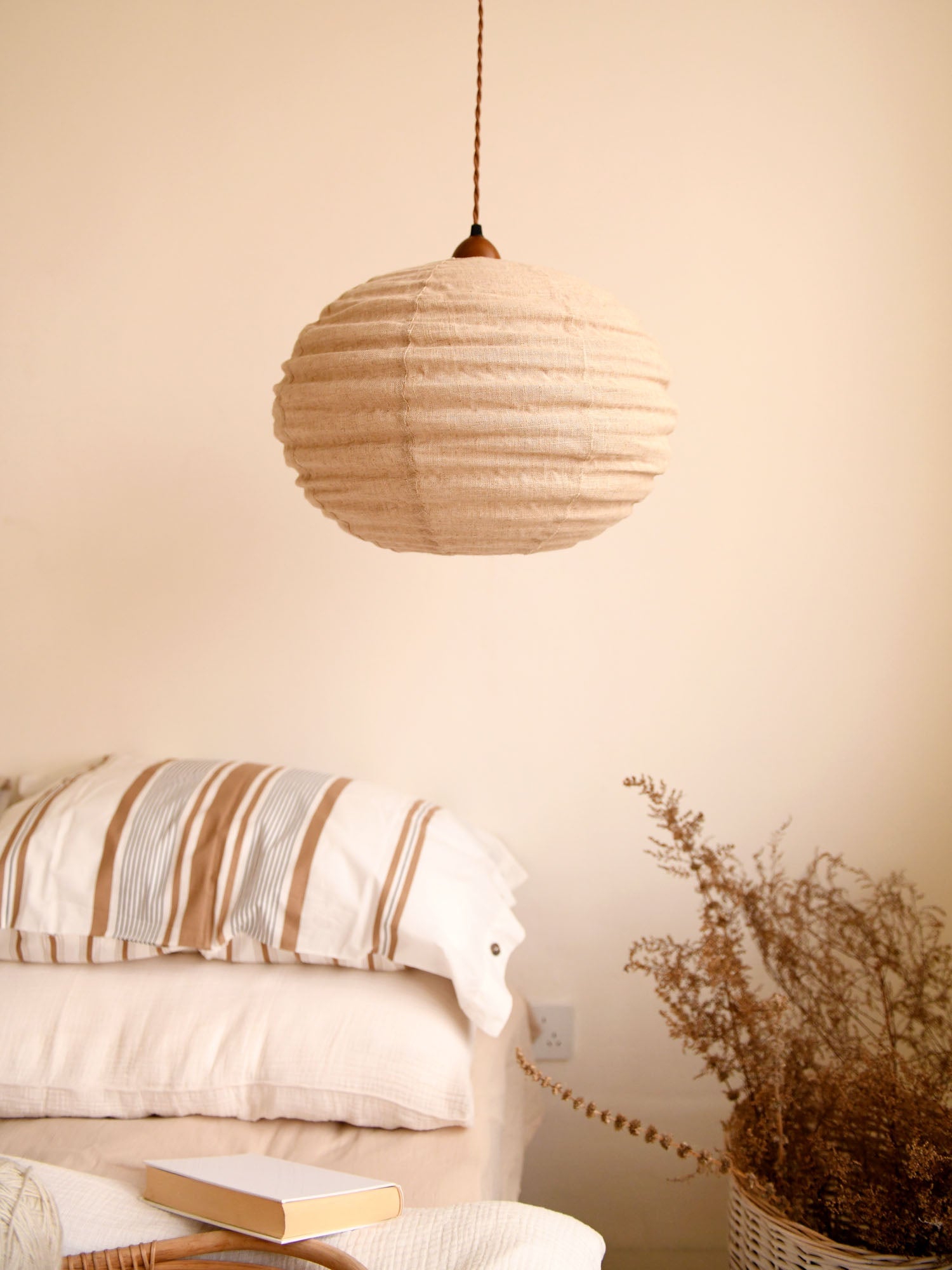 Cocoon Ribbed Sphere Pendant Light