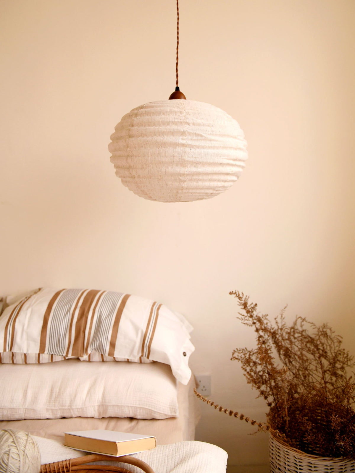Cocoon Ribbed Sphere Pendant Light