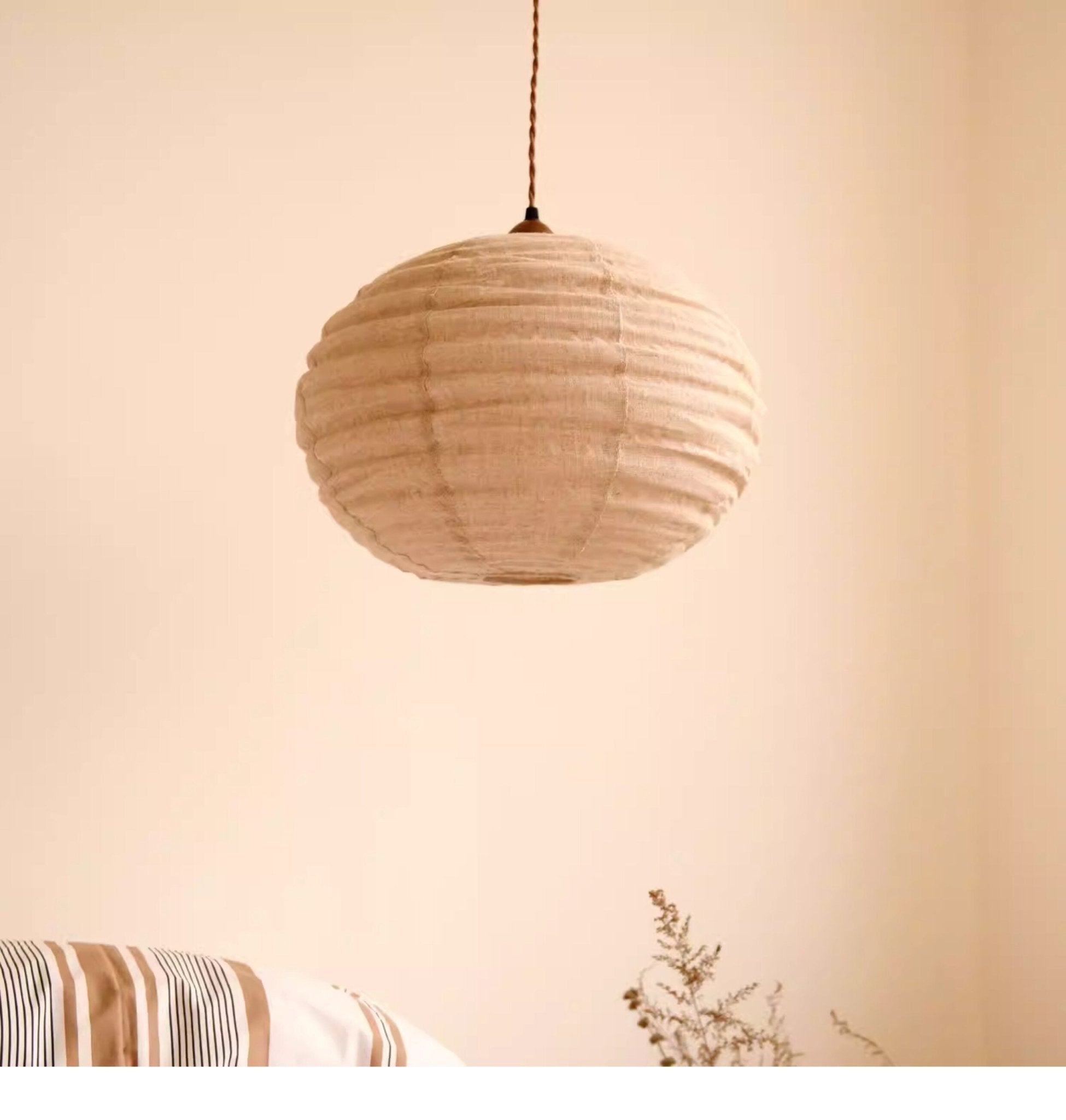 Cocoon Ribbed Sphere Pendant Light