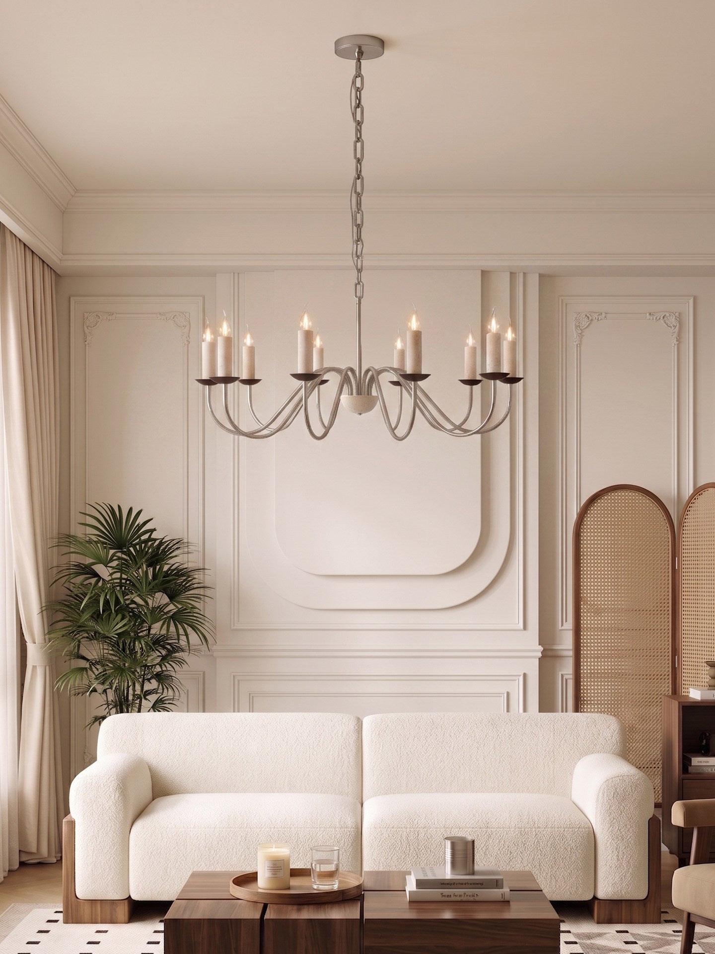 Edris Travertine Candle Chandelier