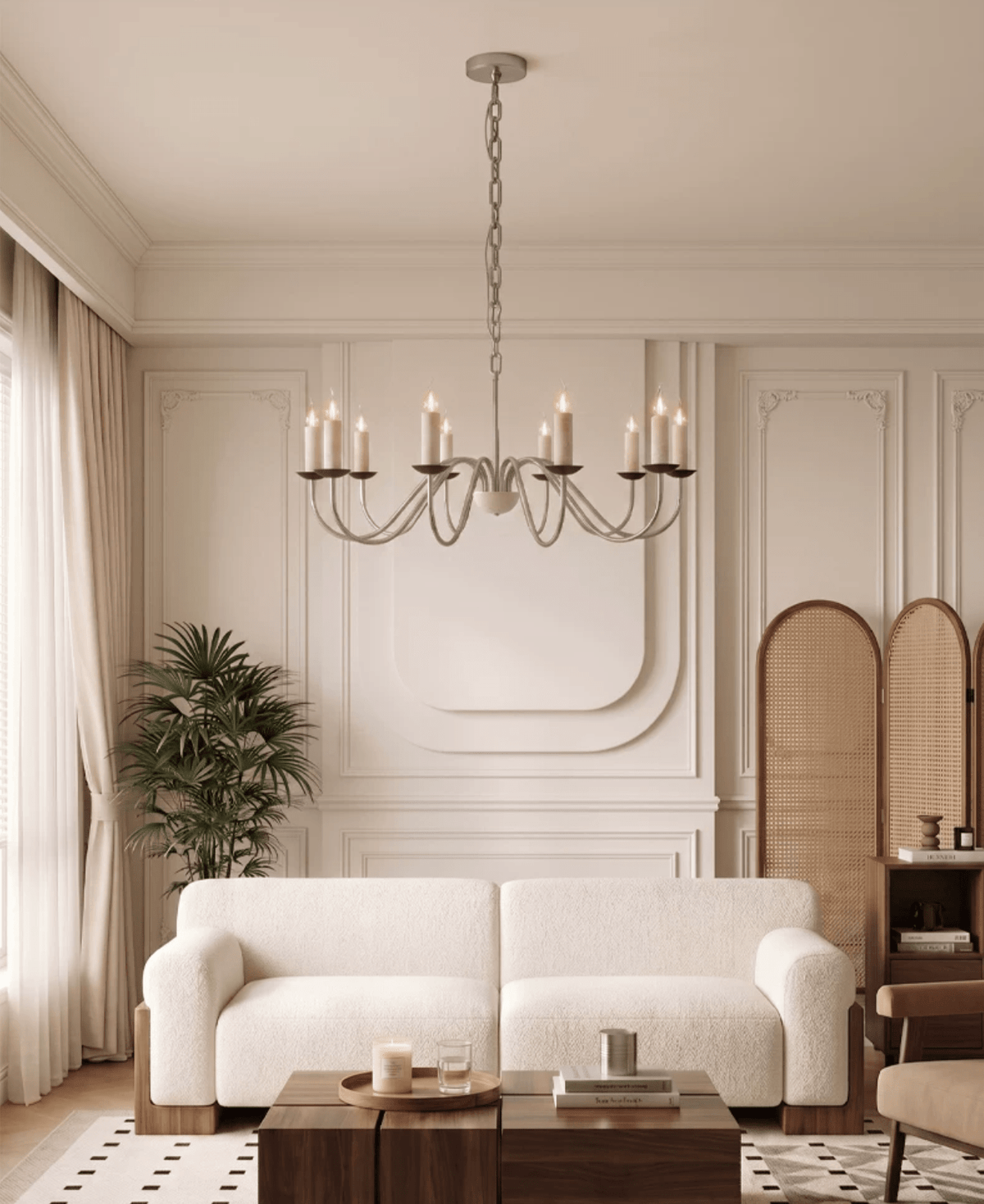 Edris Travertine Candle Chandelier