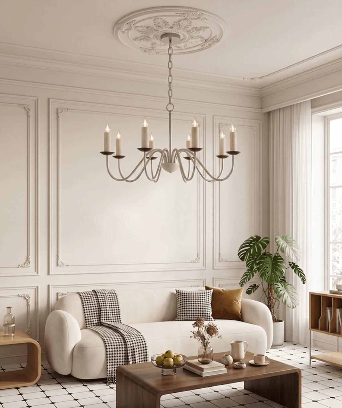 Edris Travertine Candle Chandelier