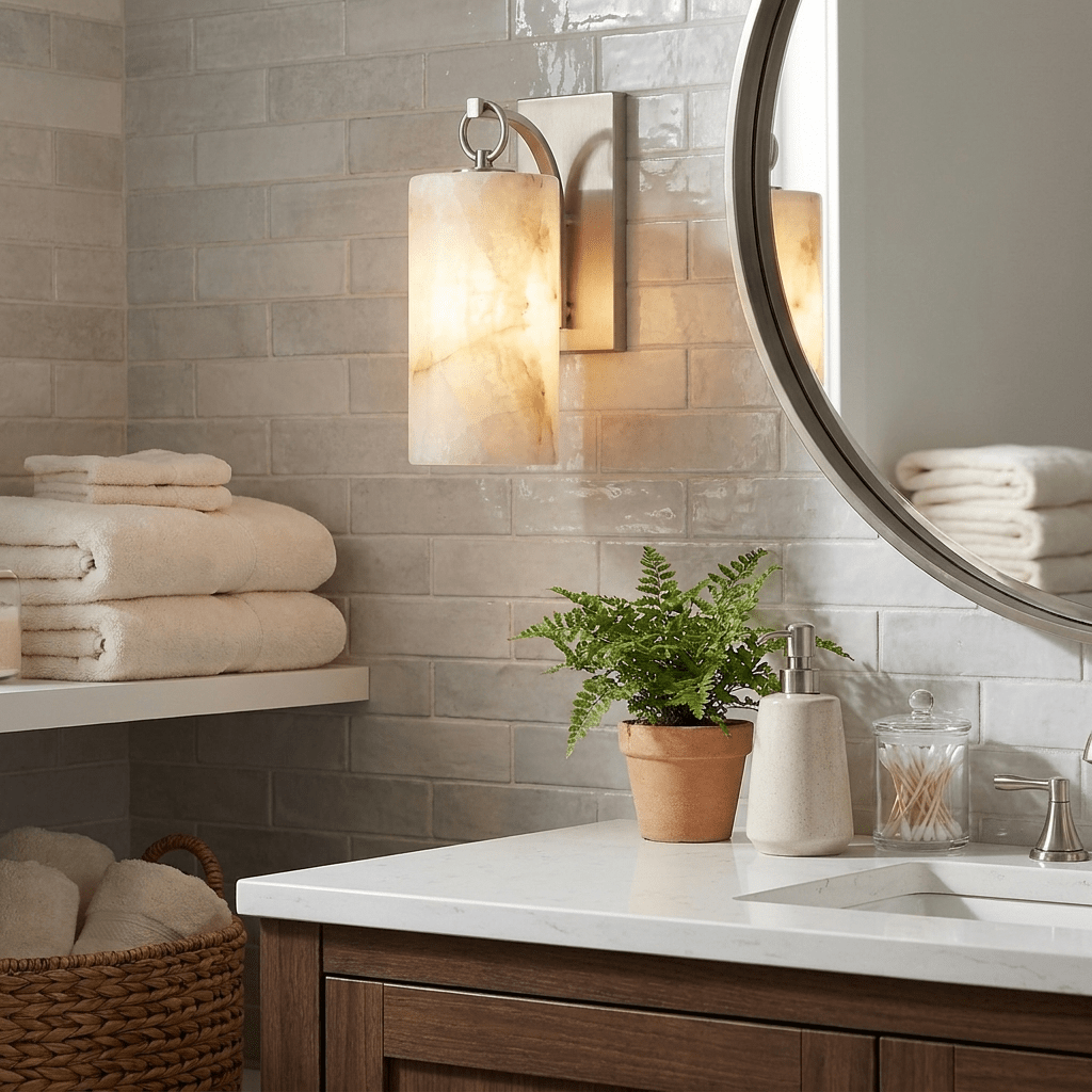 Elowen Alabaster Lantern Wall Sconce
