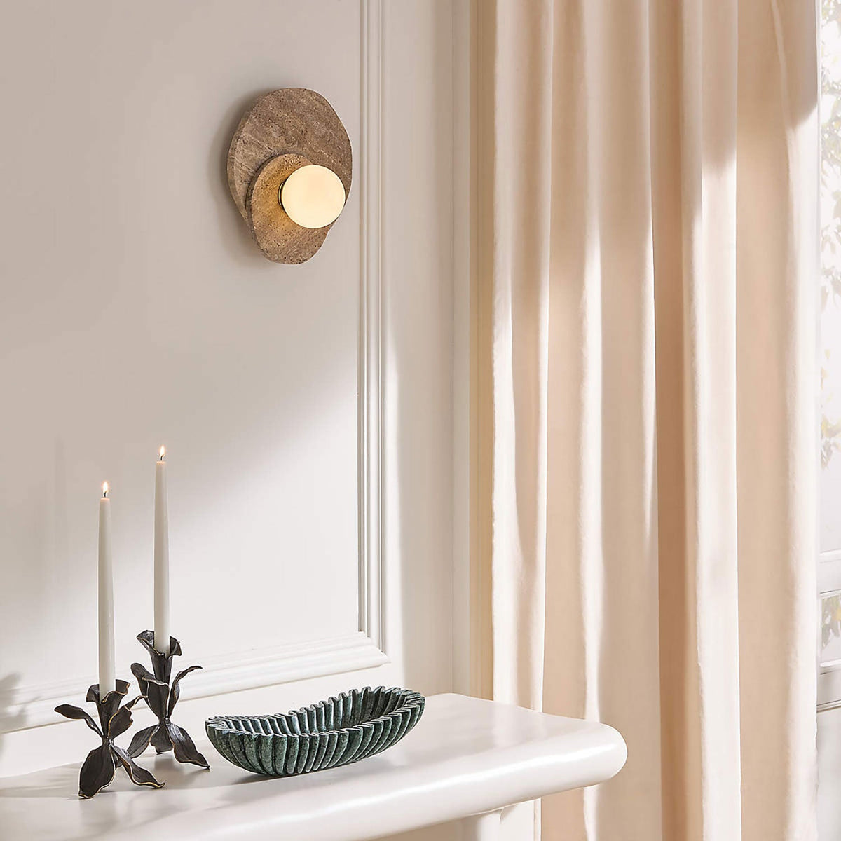 Elyra Layered Stone Globe Wall Sconce