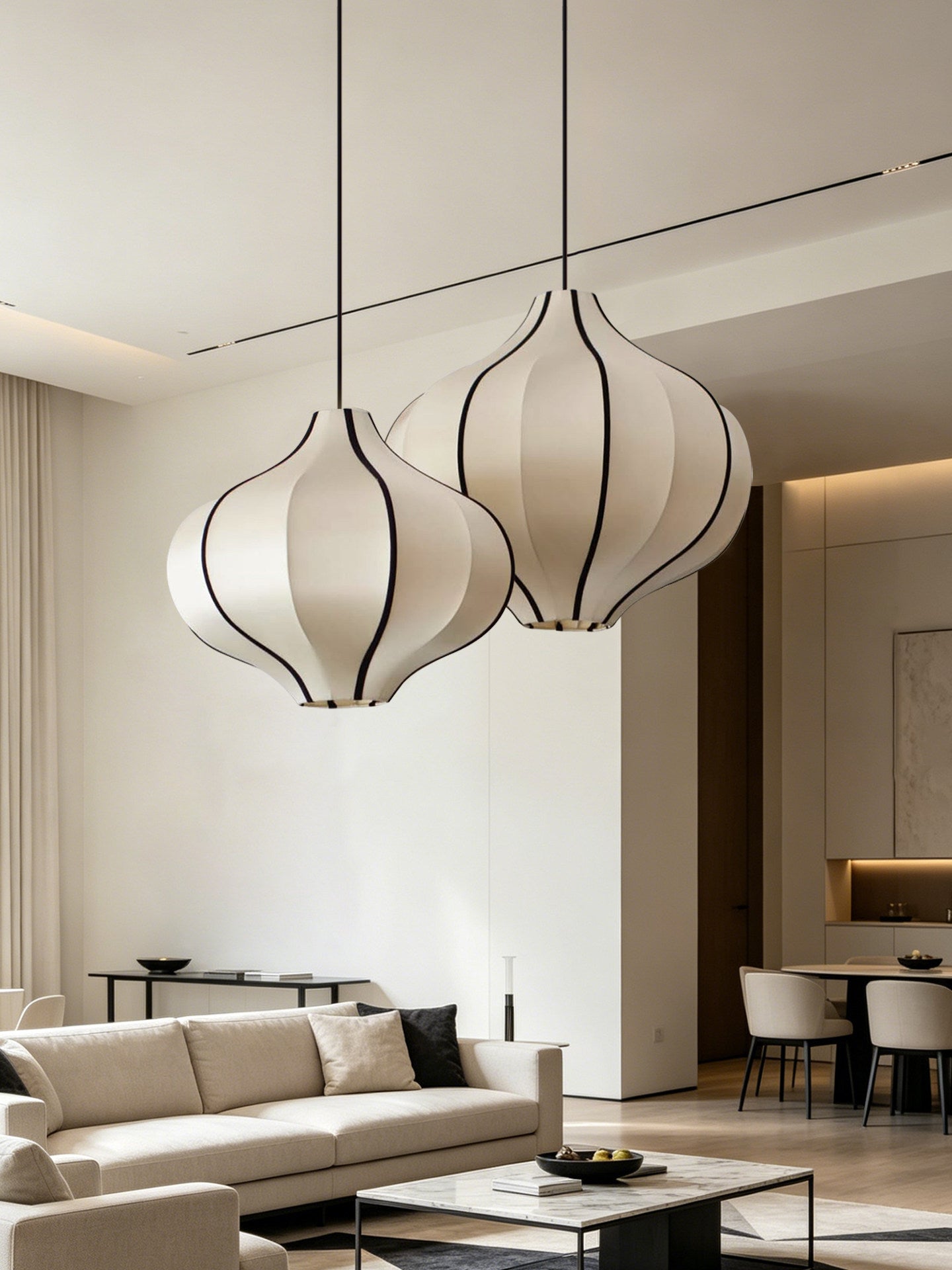 Garlic Fluted Fabric Pendant Lamp