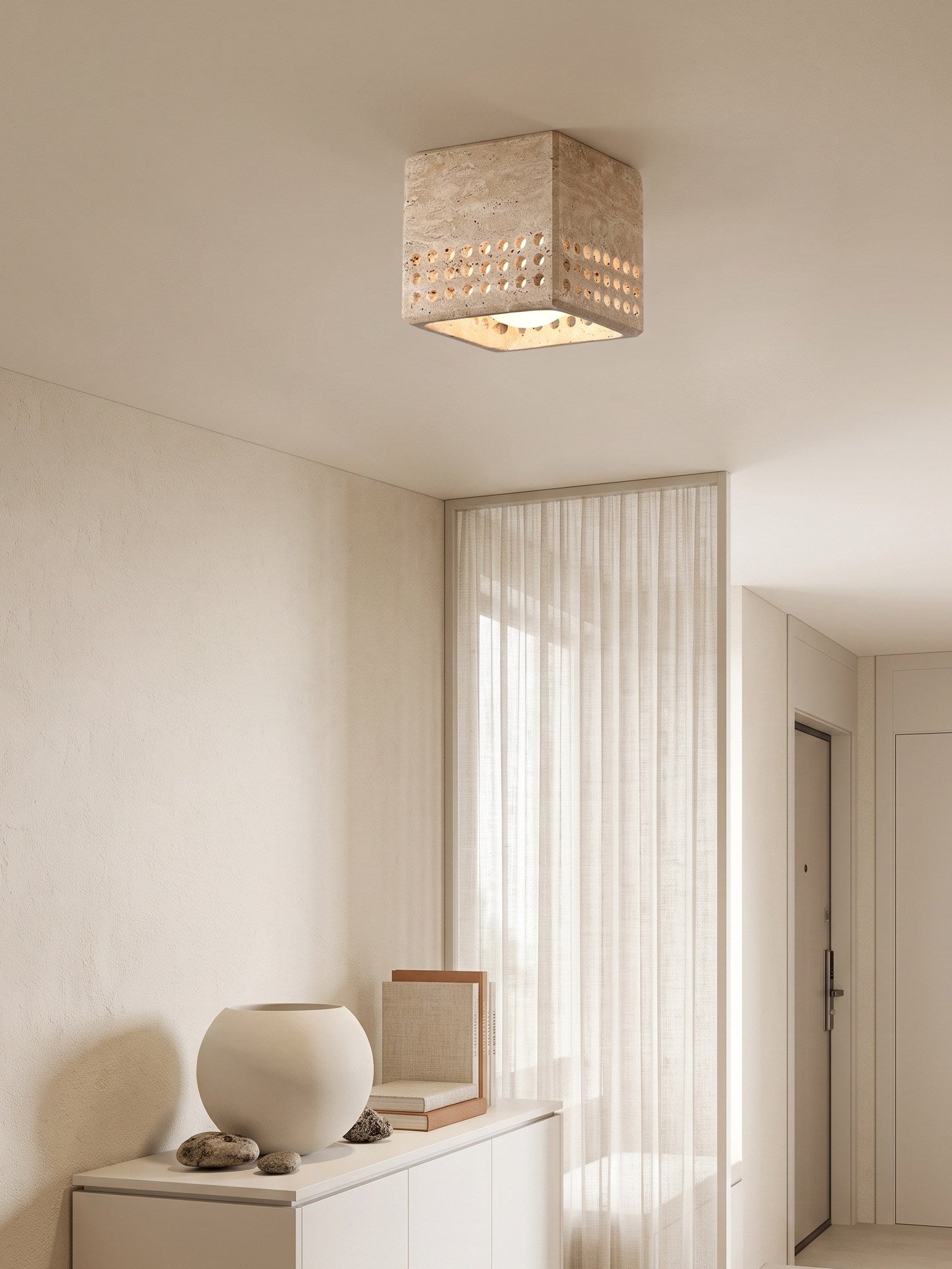 Grotto Travertine Flush Mount