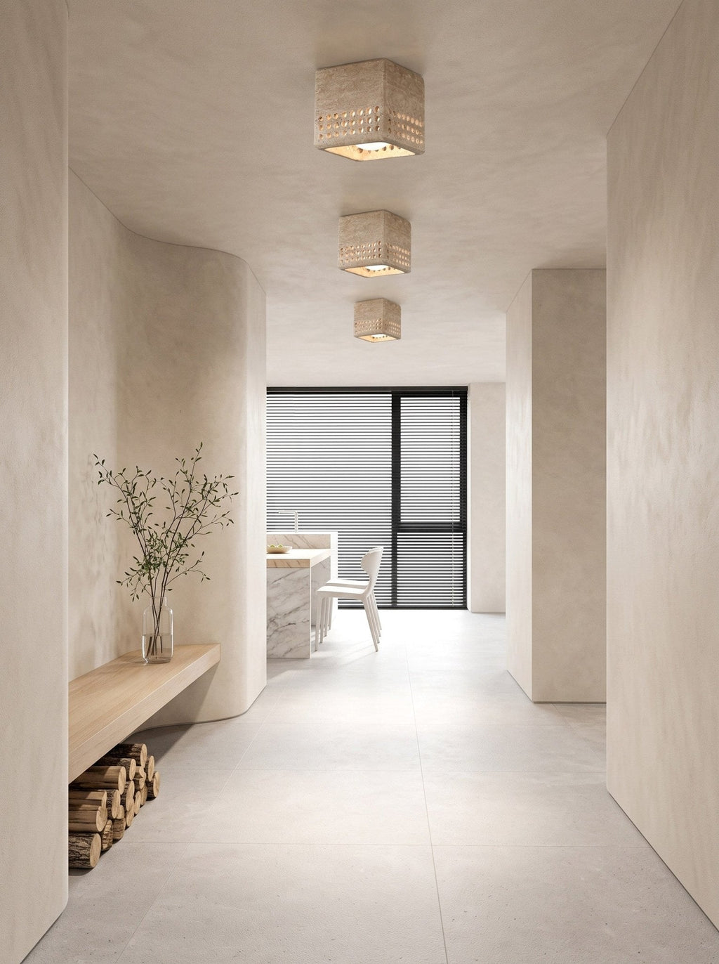 Grotto Travertine Flush Mount