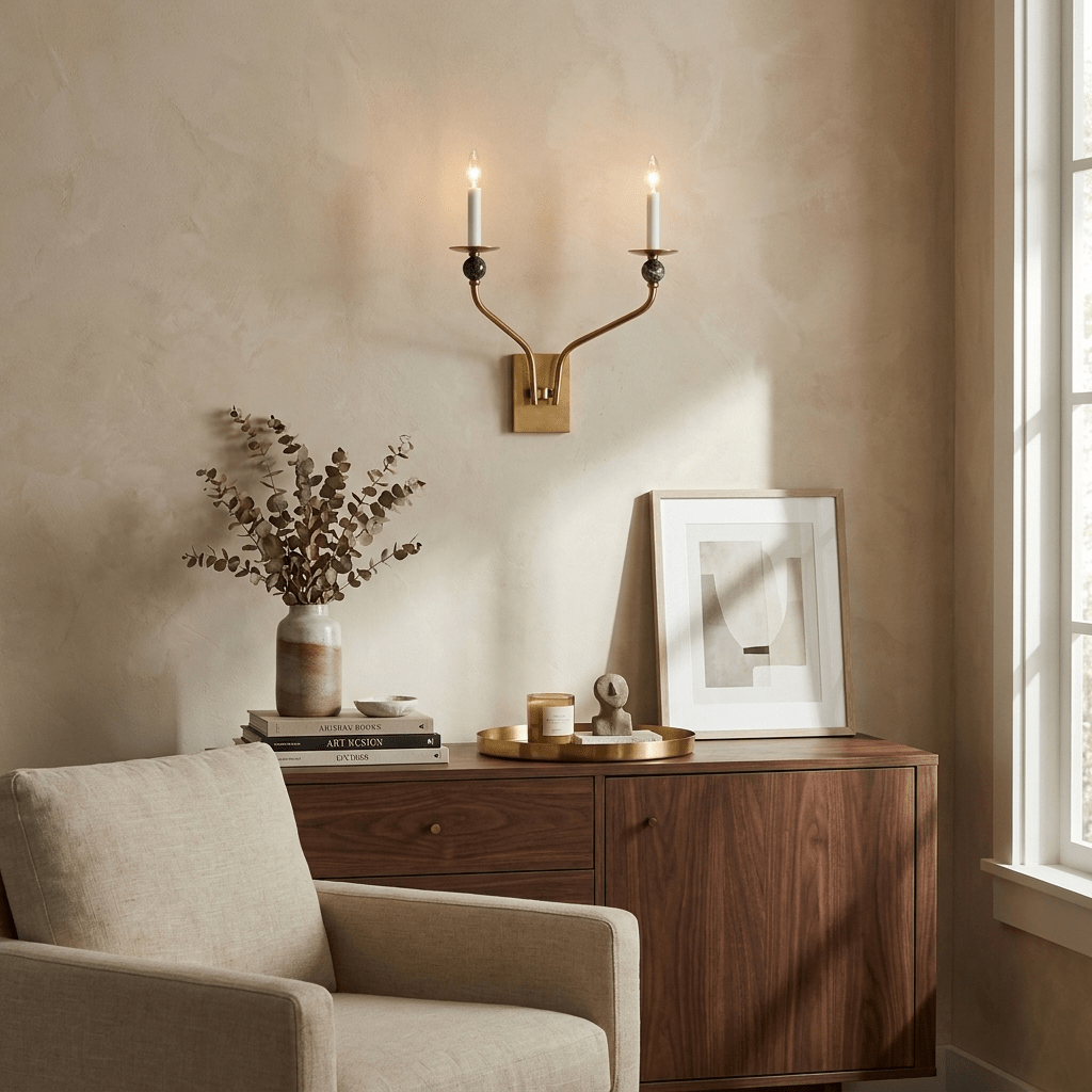 Laurel Branching Brass Sconce