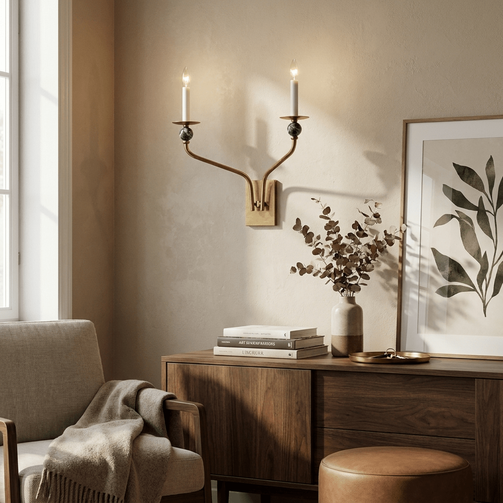 Laurel Branching Brass Sconce