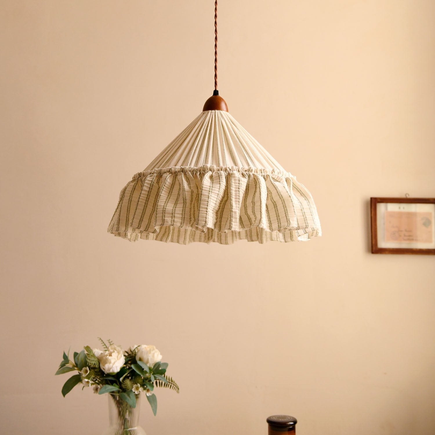 Linden Ruffled Stripe Pendant Light