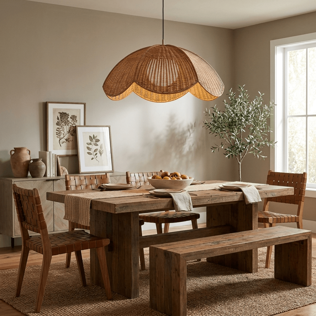 Lotus Woven Rattan Pendant Lamp