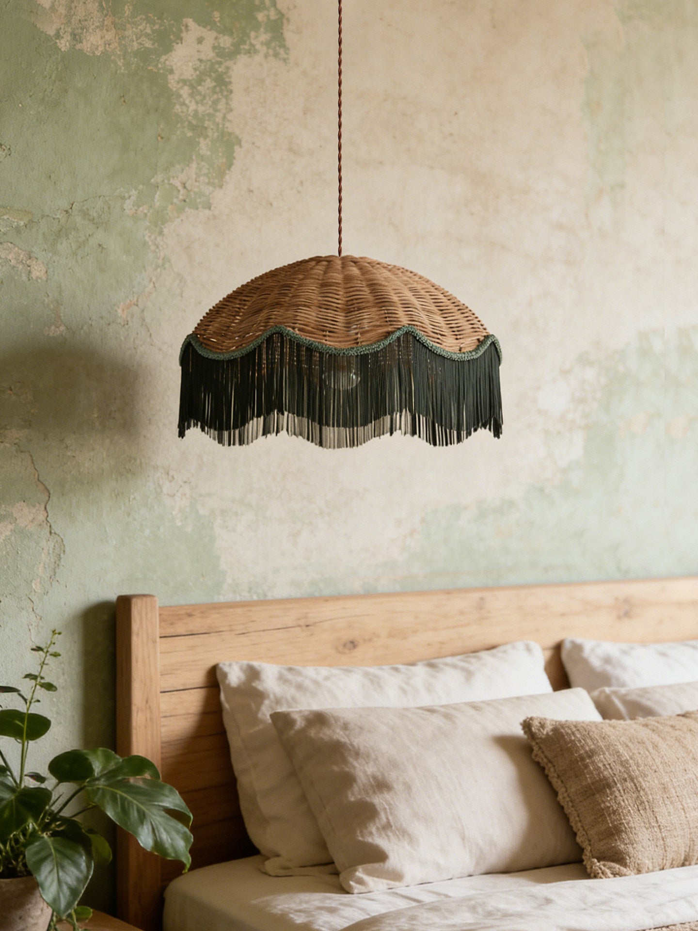 Mariel Rattan Fringe Pendant Light