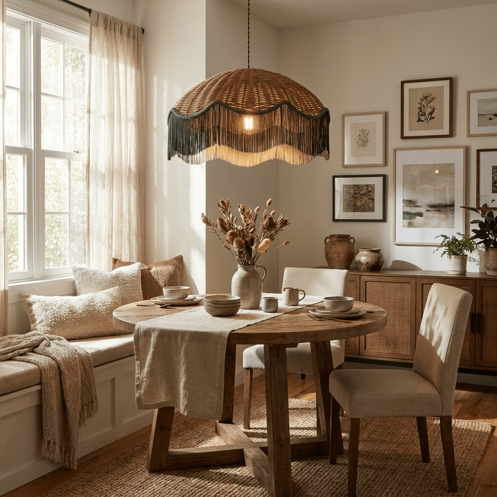 Mariel Rattan Fringe Pendant Light