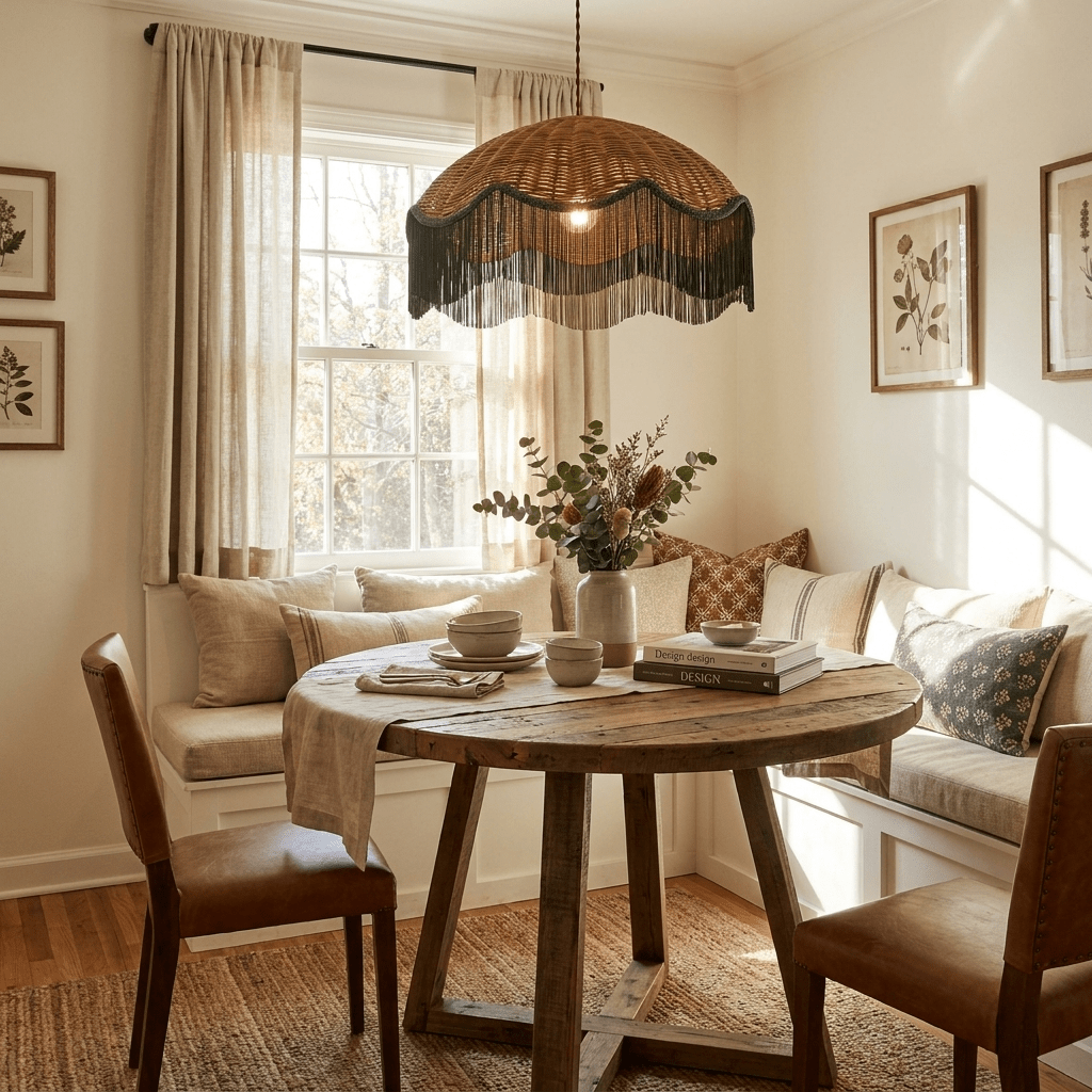 Mariel Rattan Fringe Pendant Light