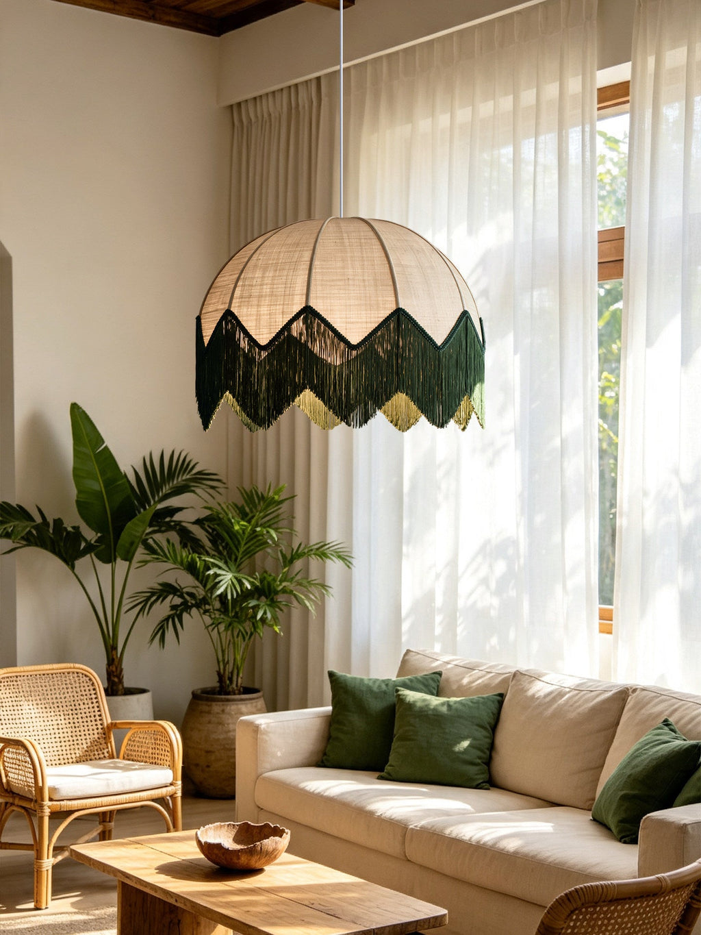 Marsh Raffia Fringe Pendant Lamp