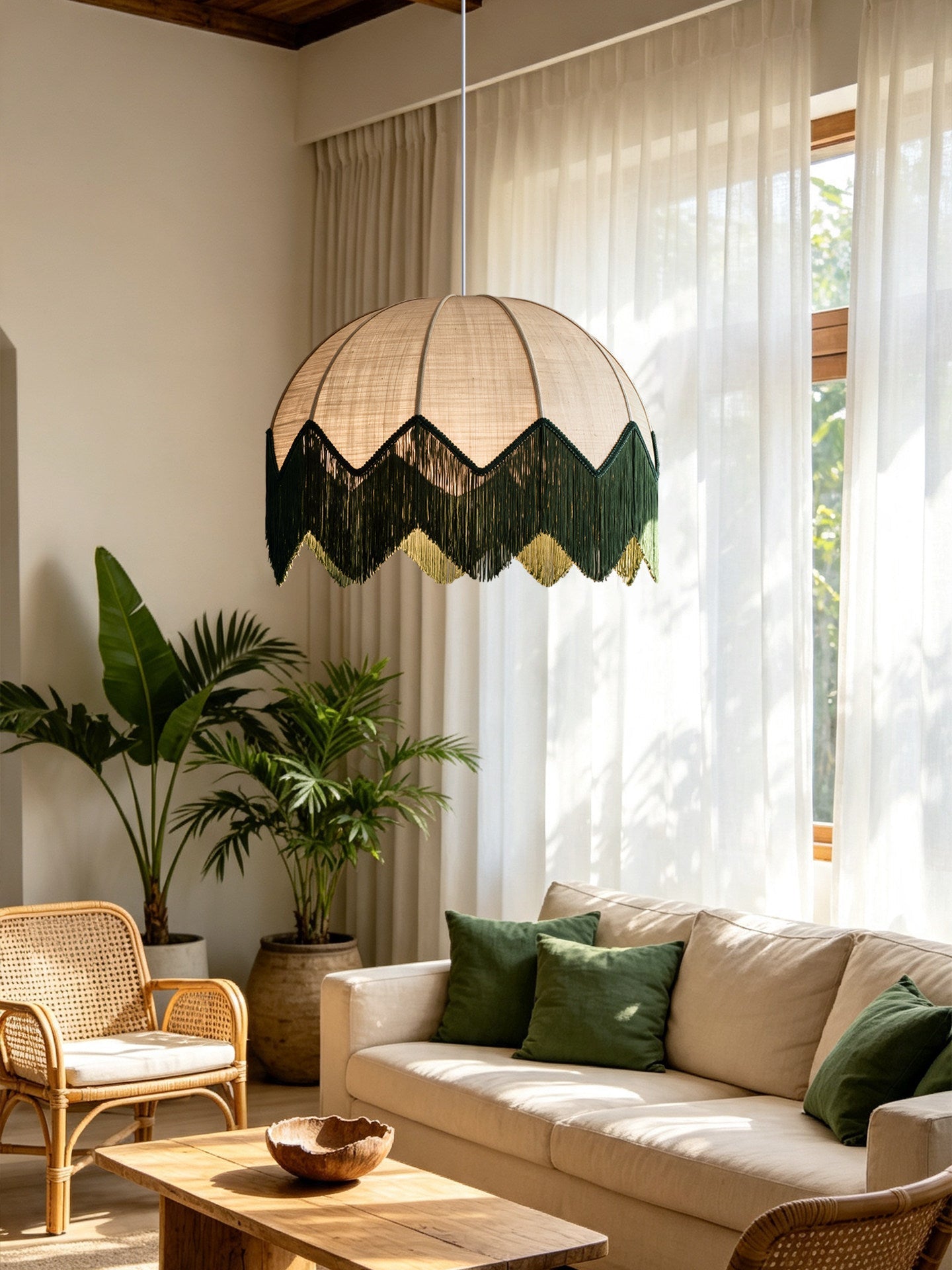 Marsh Raffia Fringe Pendant Lamp