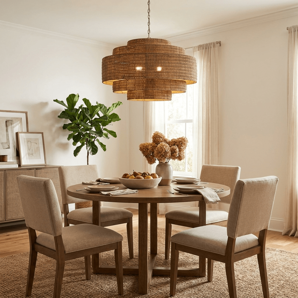 Meadow Tiered Rattan Chandelier