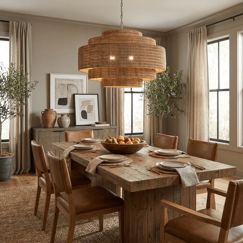 Meadow Tiered Rattan Chandelier