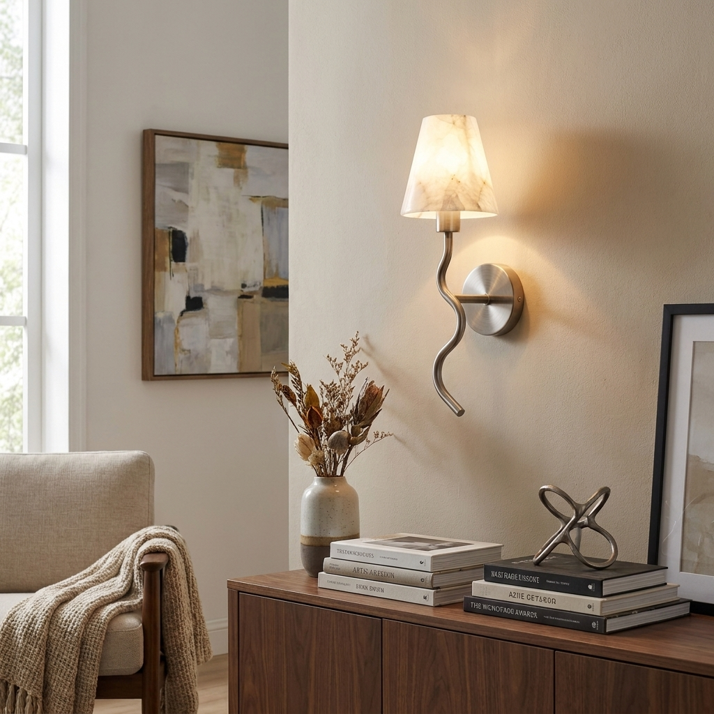 Meander Alabaster Cone Sconce