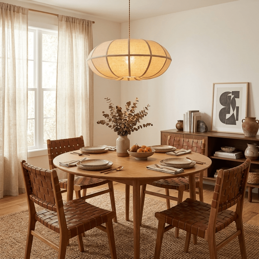 Melon Ribbed Fabric Pendant Lamp