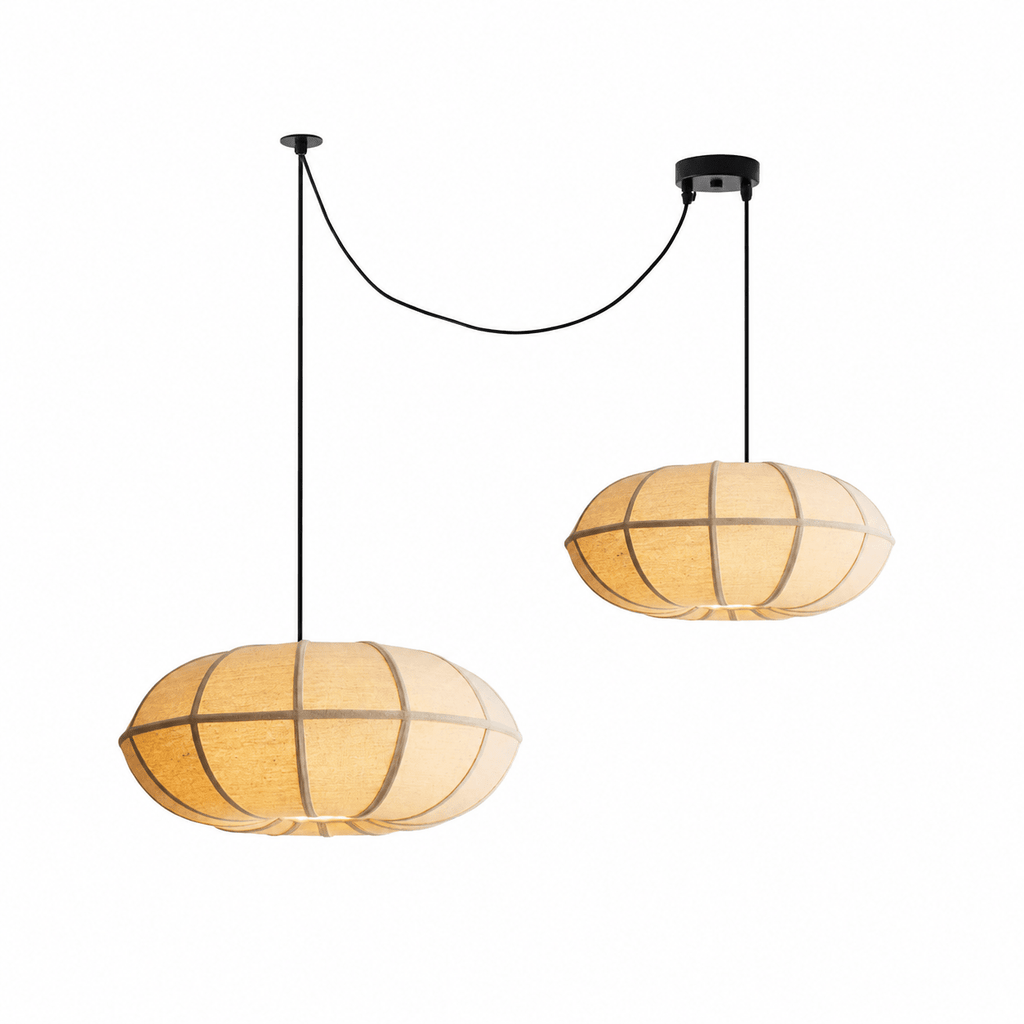 Melon Ribbed Fabric Pendant Lamp
