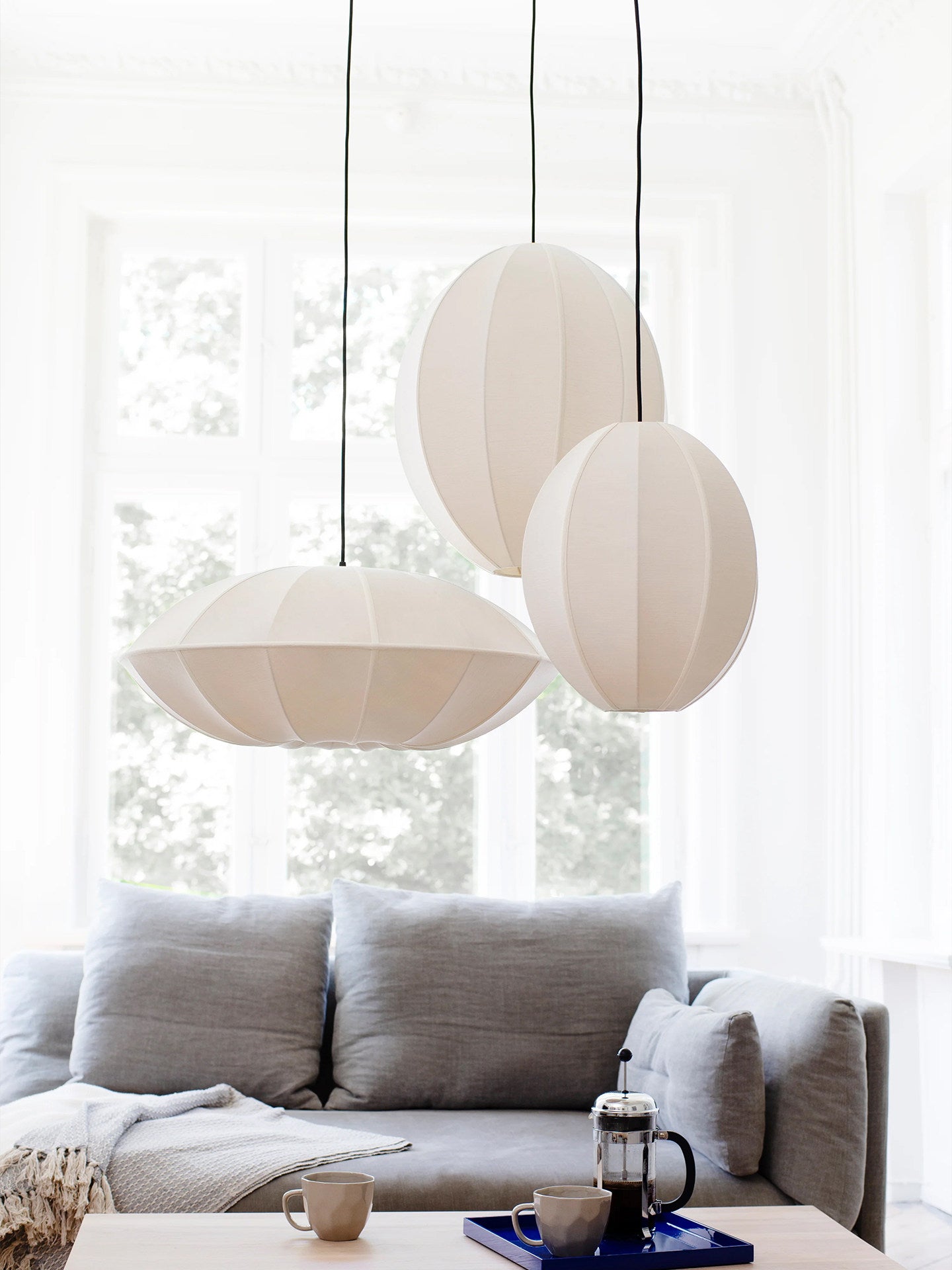Calabash Ribbed Fabric Pendant Lamp