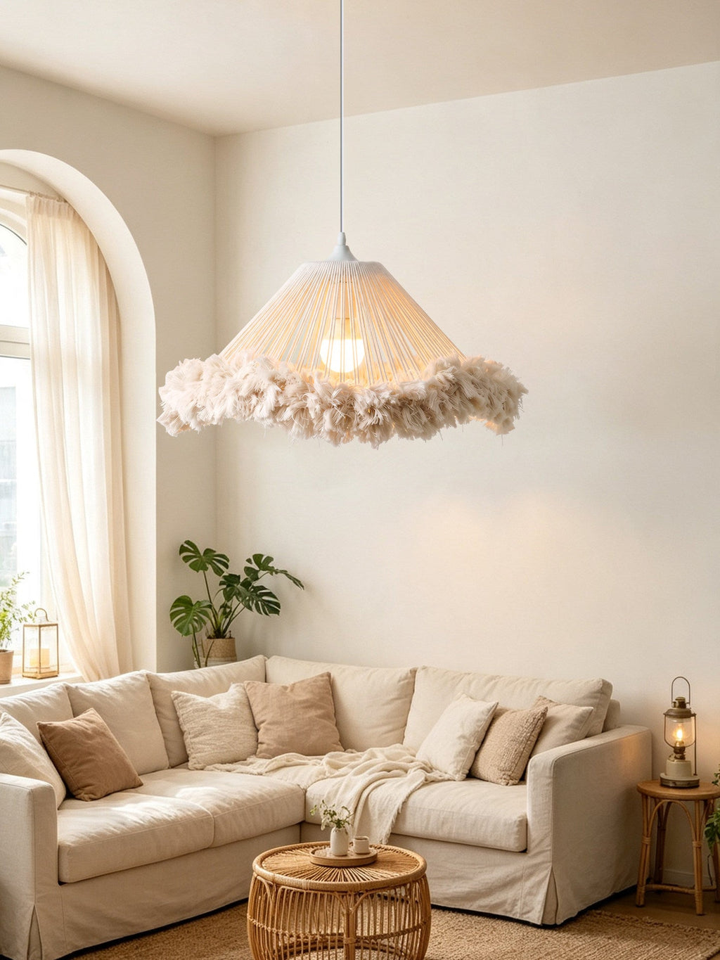 Meringue Fringed Cotton Cone Pendant Lamp
