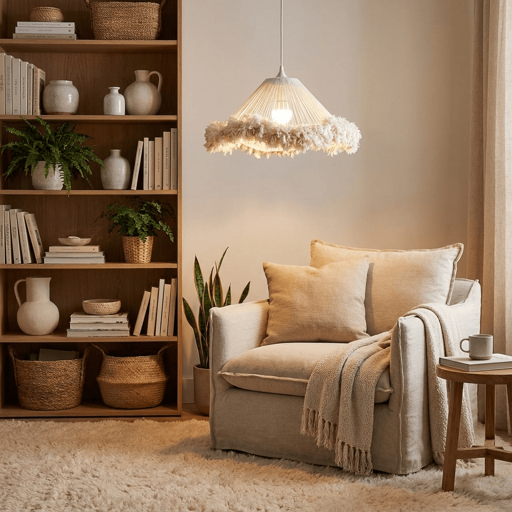 Meringue Fringed Cotton Cone Pendant Lamp