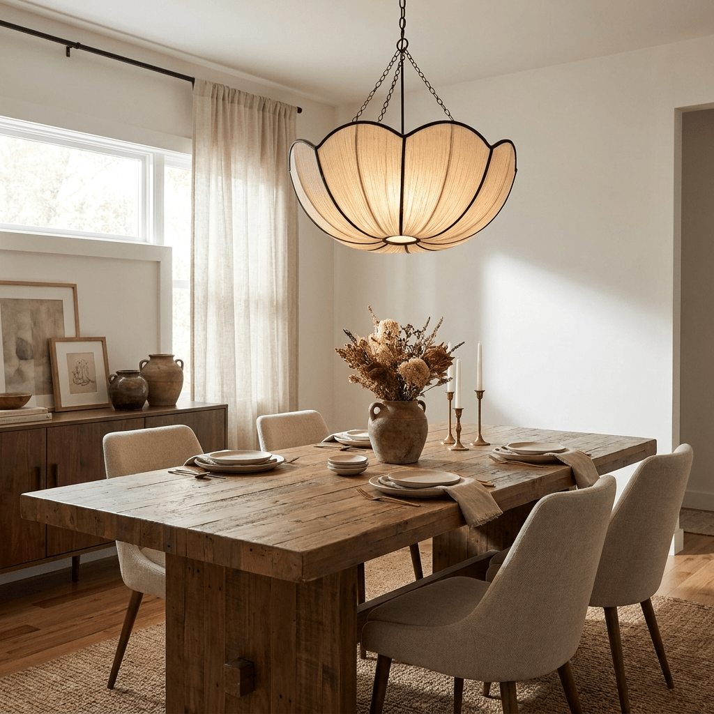 Poppy Scalloped Fabric Pendant Lamp