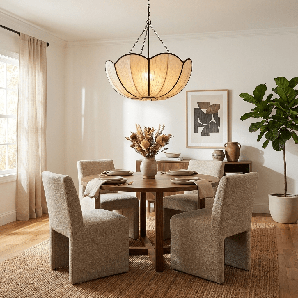 Poppy Scalloped Fabric Pendant Lamp