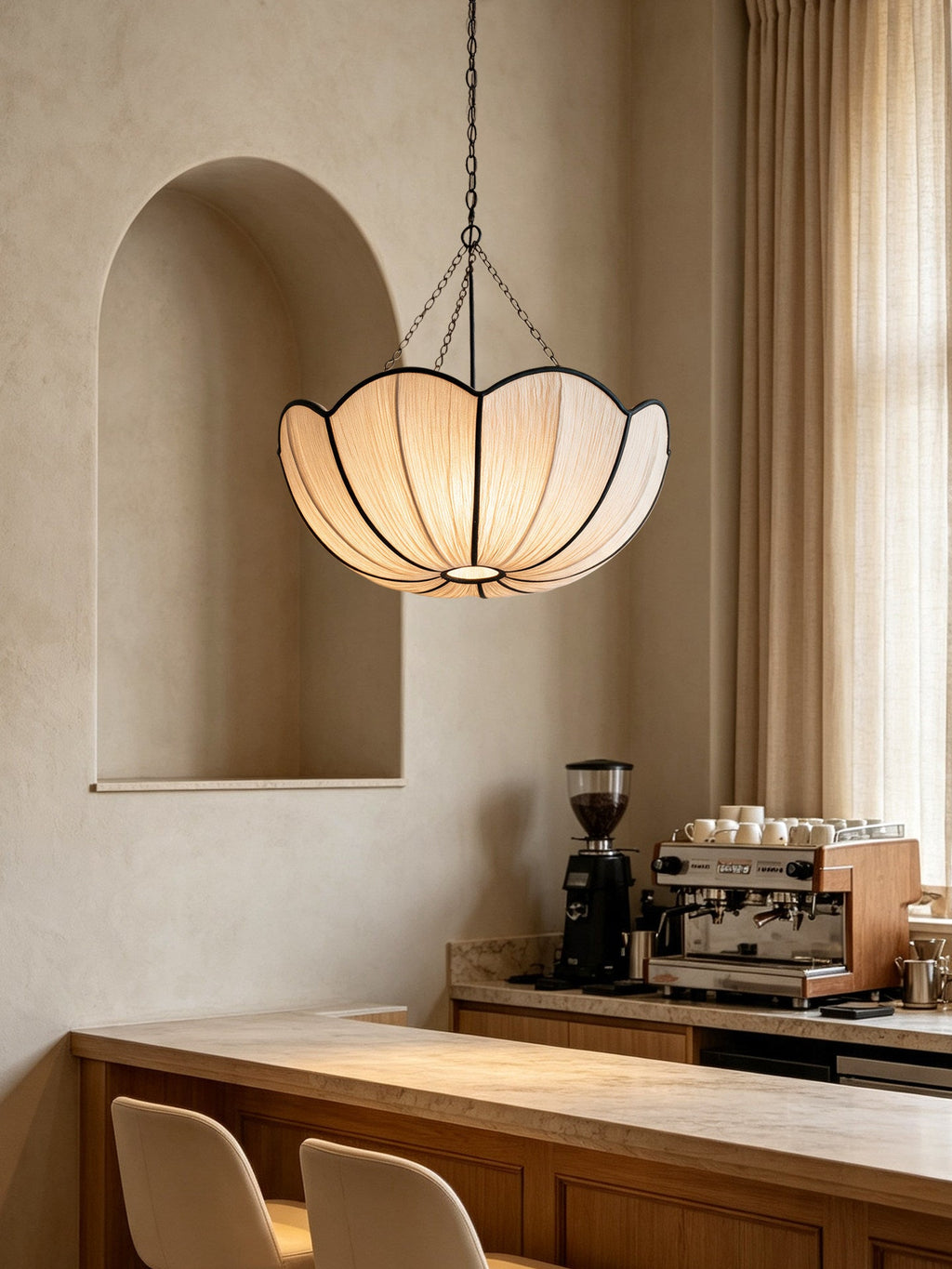 Poppy Scalloped Fabric Pendant Lamp