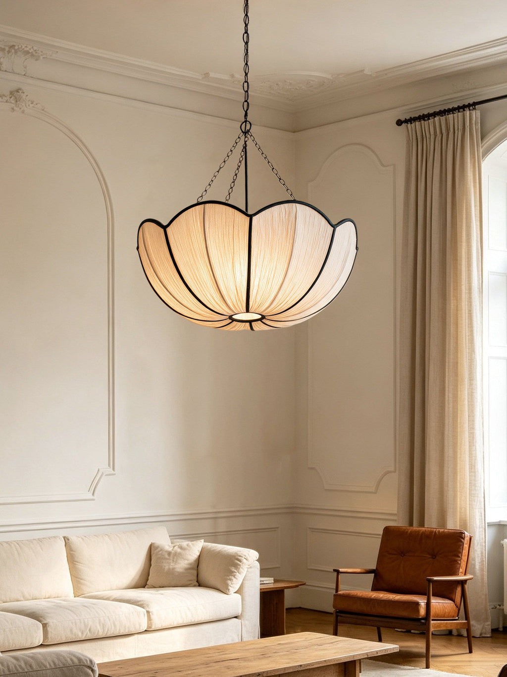 Poppy Scalloped Fabric Pendant Lamp