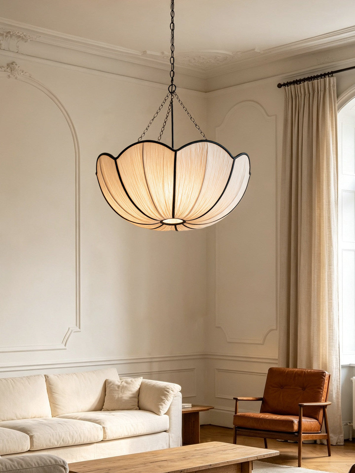 Poppy Scalloped Fabric Pendant Lamp