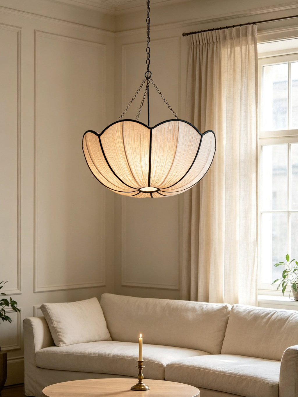 Poppy Scalloped Fabric Pendant Lamp