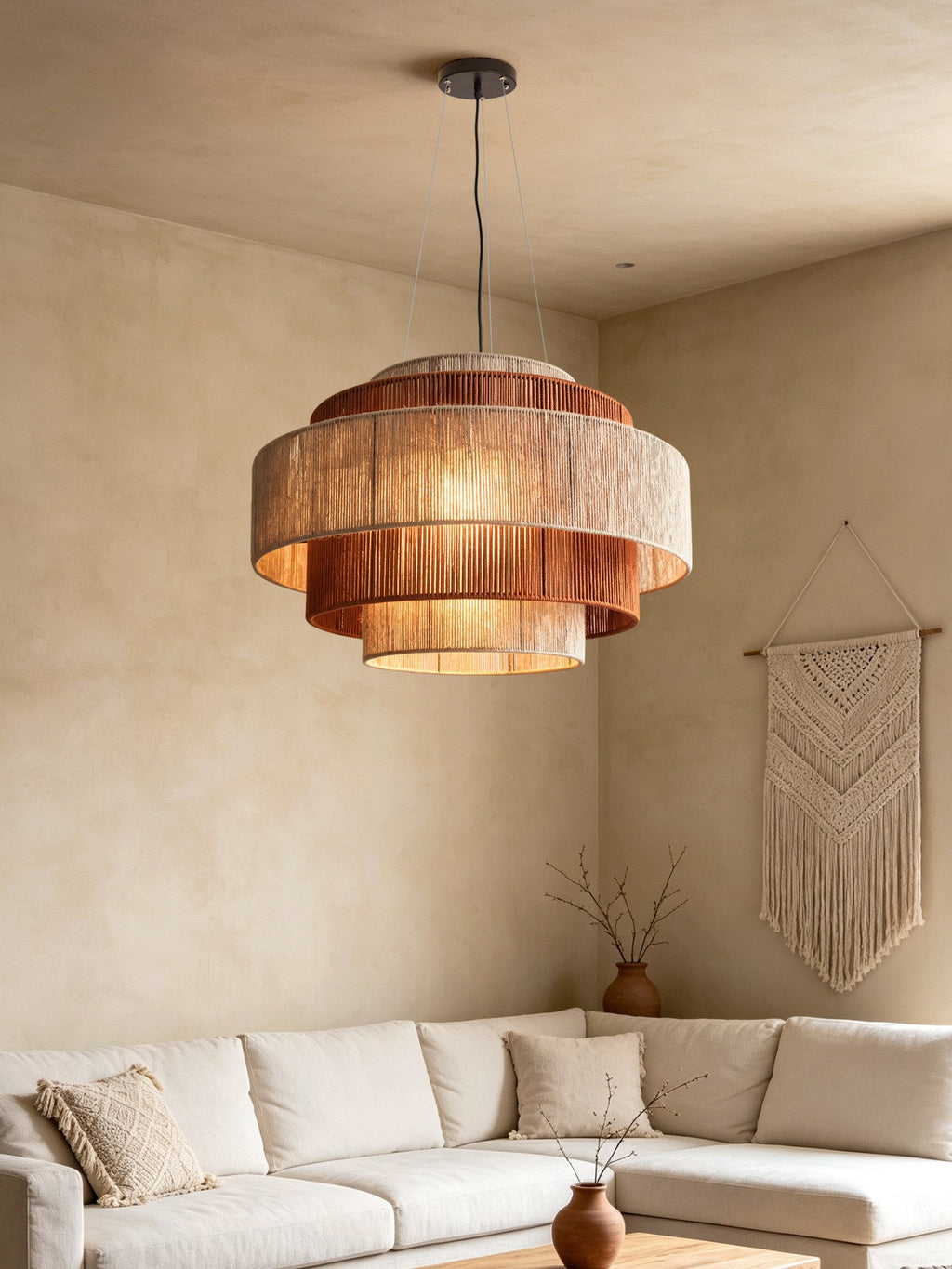 Reed Tiered Rope Pendant Lamp