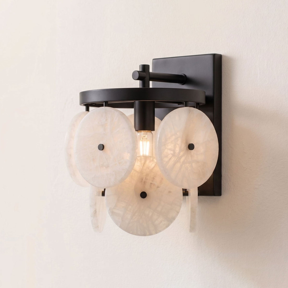 Rosette Alabaster Disc Sconce