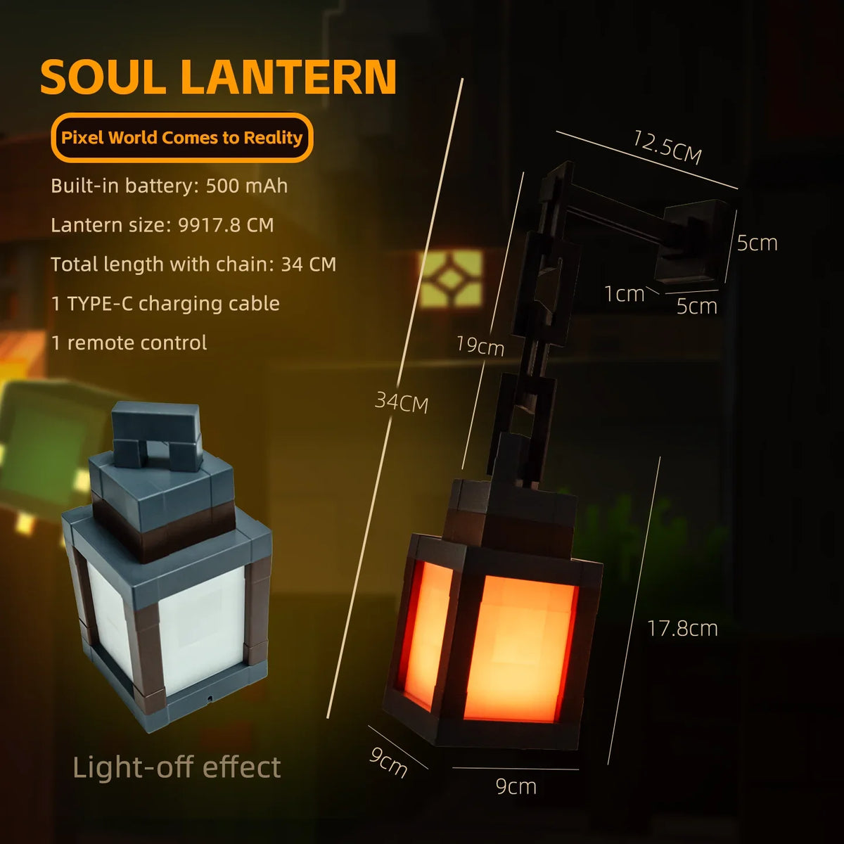 Portable Lantern Pixel Style Night Light Desktop Decoration 16-Color Lantern DIY Indoor Decoration Festival Atmosphere Lamp Gift