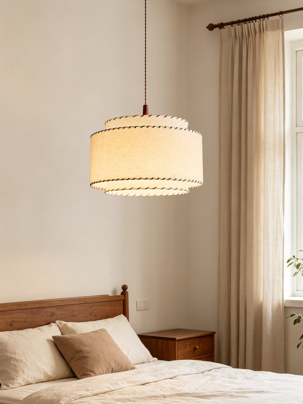 Sable Stitched Fabric Pendant Lamp
